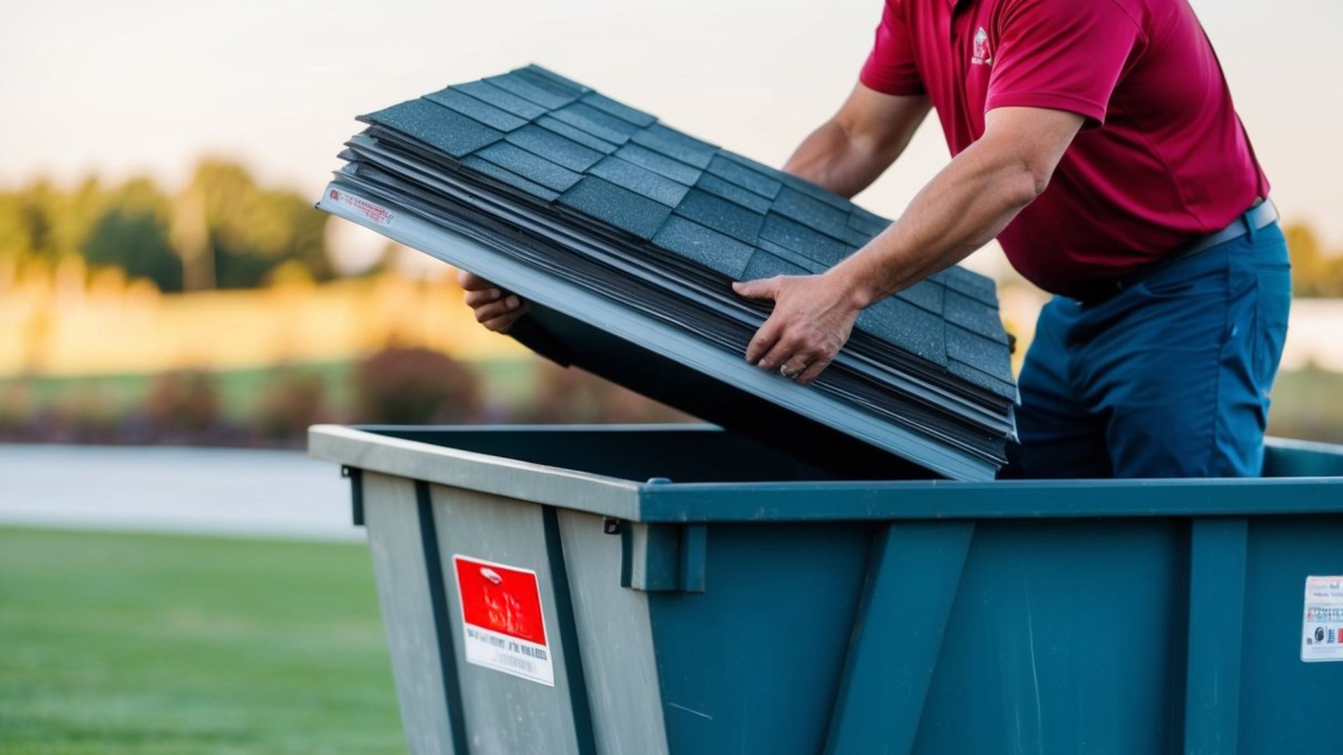 Disposing shingles in a dumpster