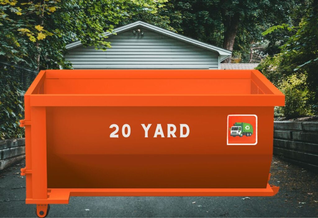 20 yard roll off dumpster in orange