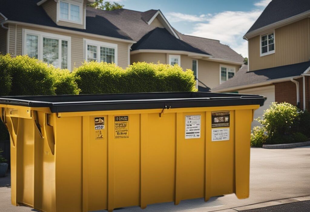 20 yard dumpster relative size outside a house