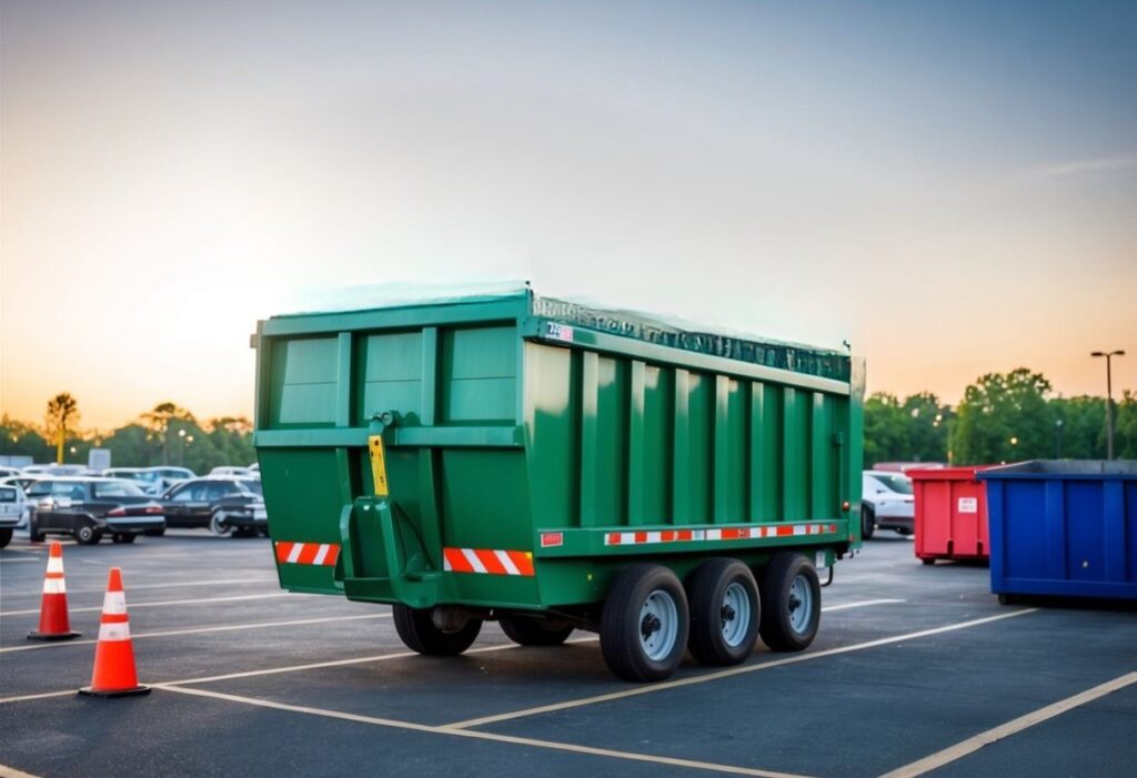 30 yard dumpster on parking lot