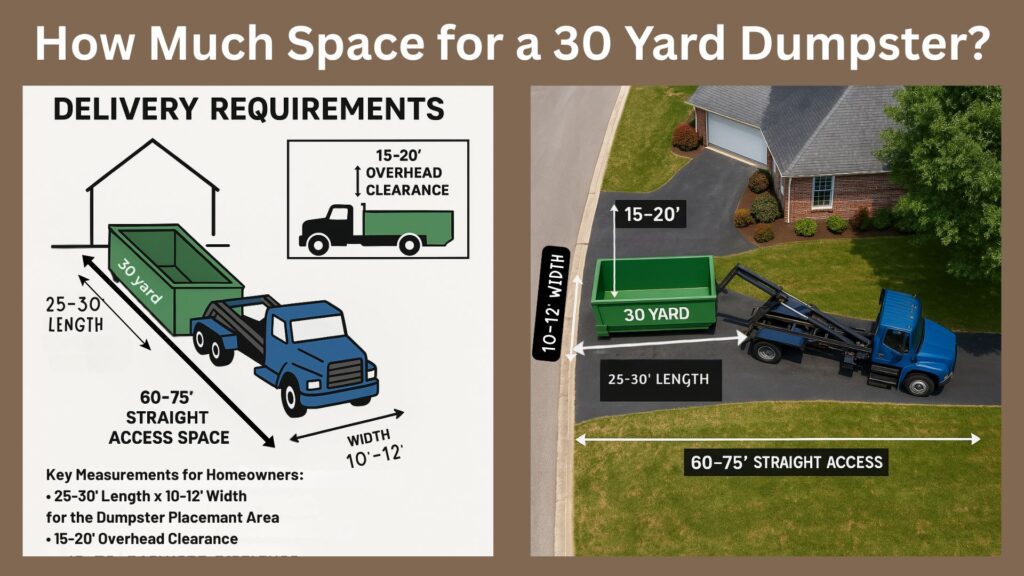 how much space do I need for a 30 yard dumpster?