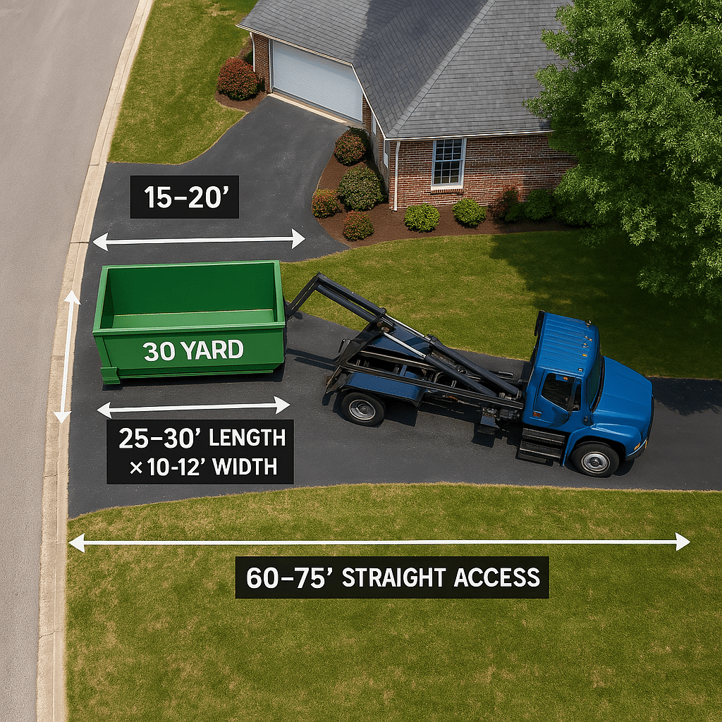 access requirements for dumpster truck