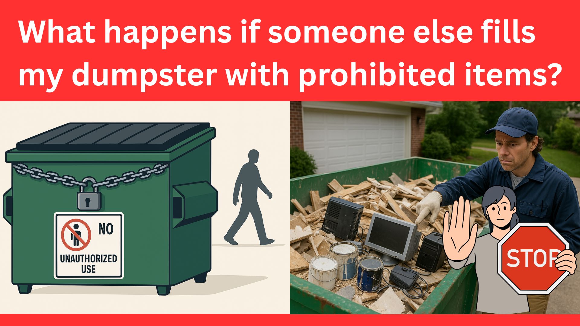 What happens if someone else fills my dumpster with prohibited items?