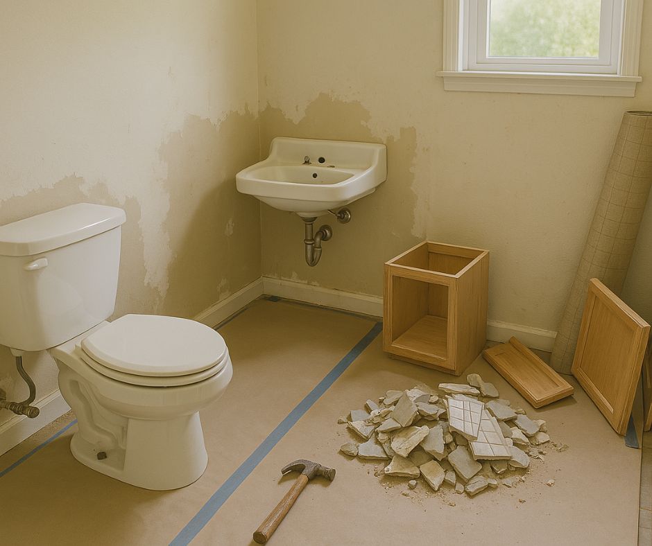 bathroom renovation debris