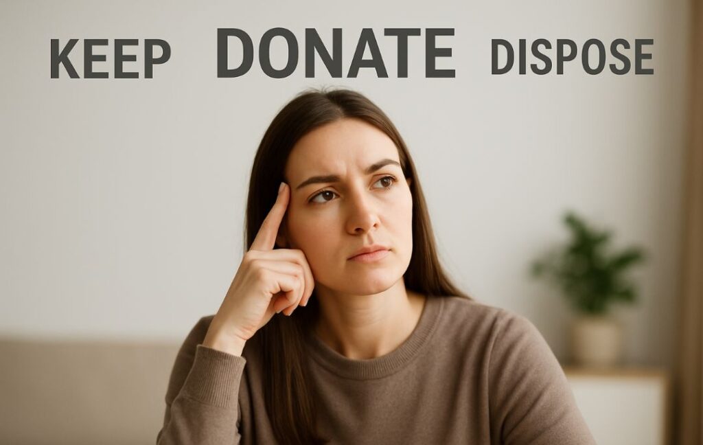 deciding whether to keep donate or dispose of clutter
