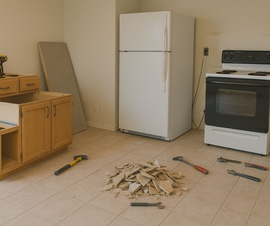 kitchen renovation debris
