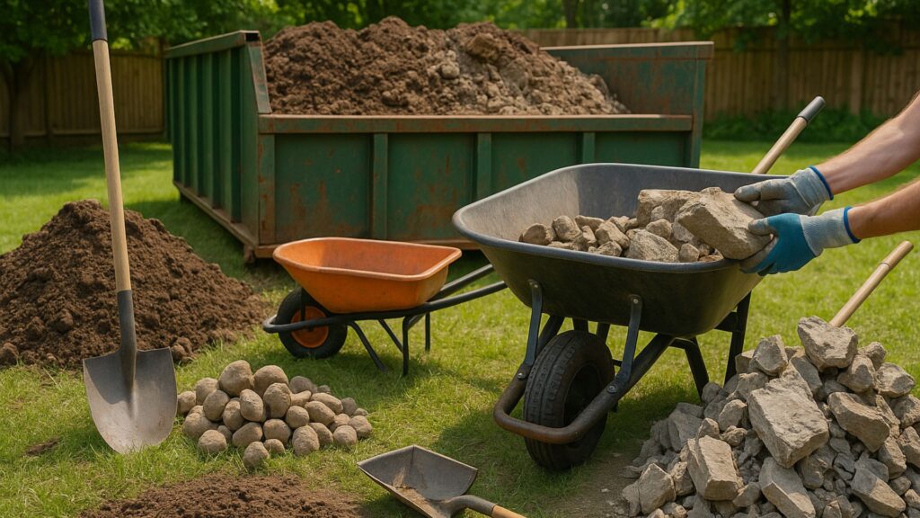 sorting dirt, rocks, and landscaping debris disposal