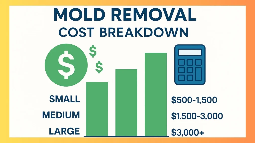 a chart showing example mold removal costs for various sizes of domestic projects