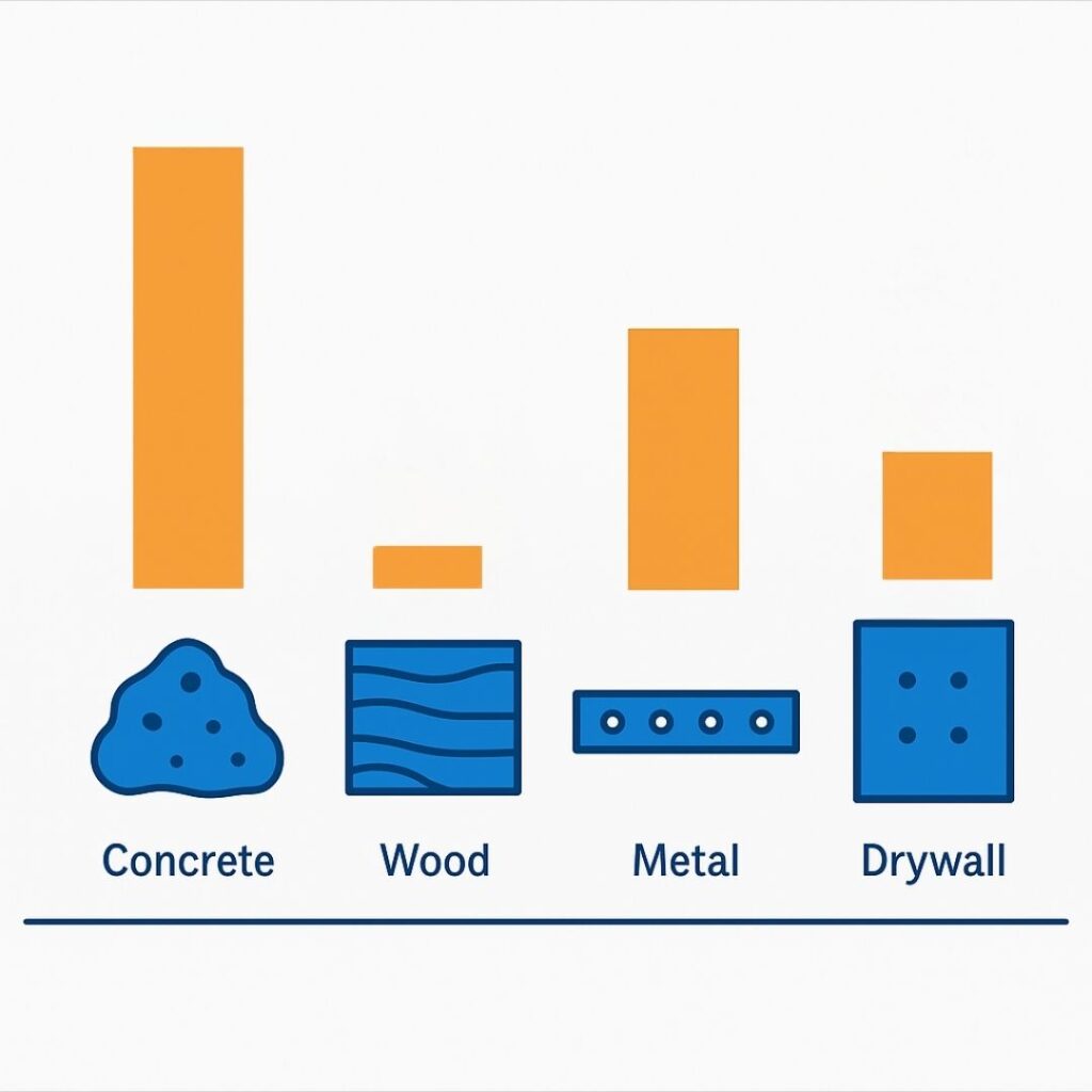 relative weight indications per cubic yard of different material debris