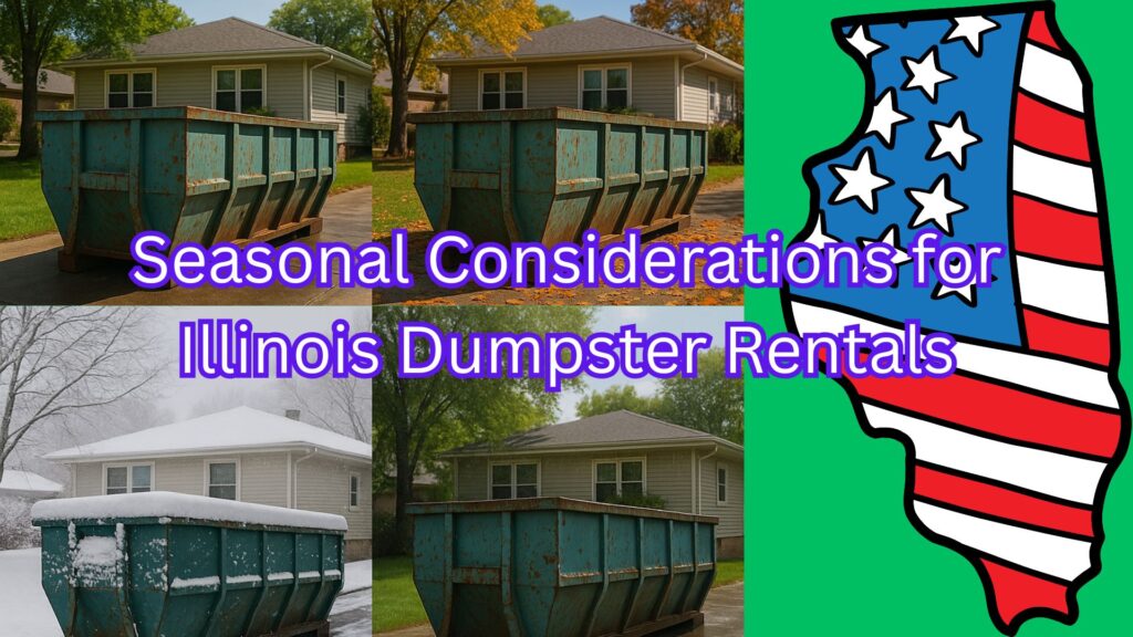 dumpsters in 4 different illinois weather conditions