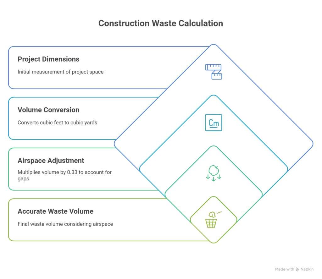  basic overview of the steps needed to calculate construction and demolition waste whilst accounting for both volume and air space