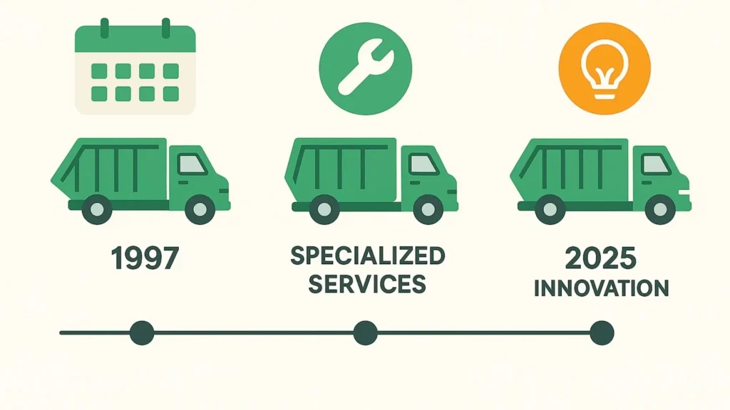 graphic showing the relative advantages between well-established dumpster firms, specialized services and innovative solutions