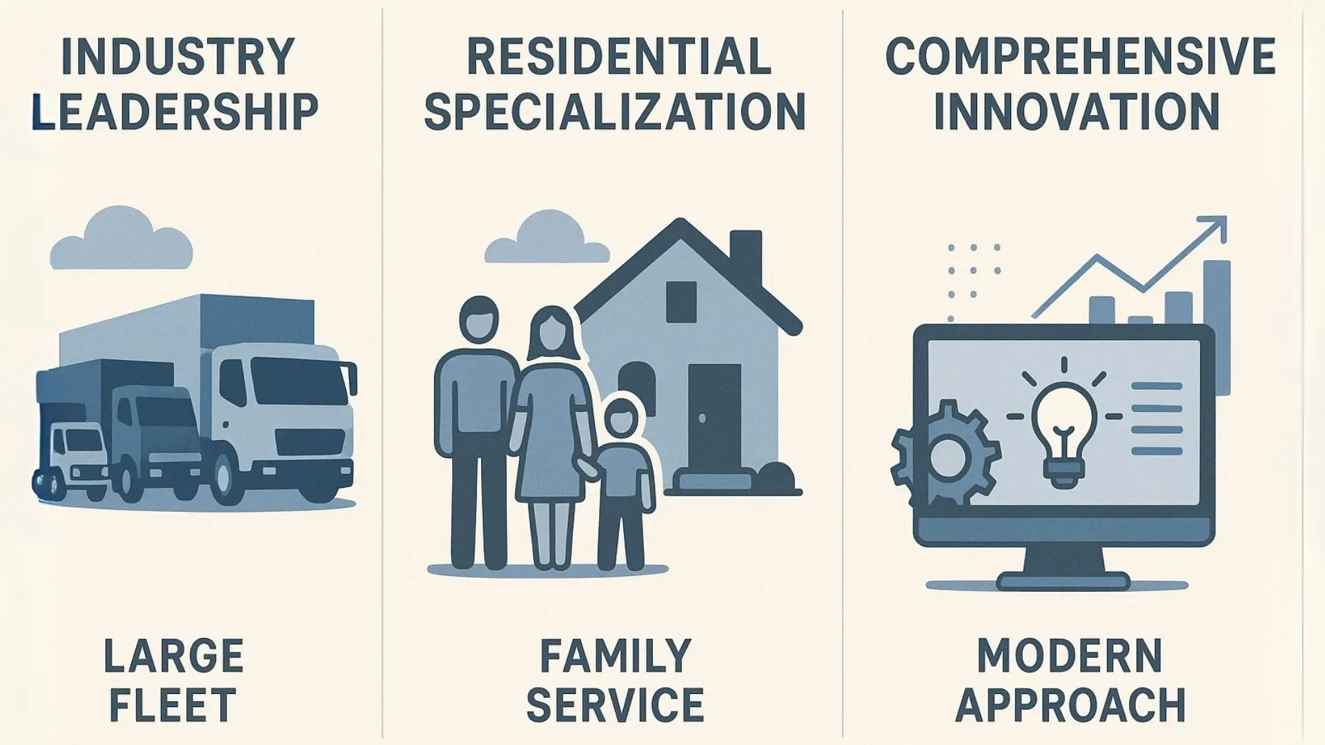an infographic comparing the aspects of large fleet, family service and modern approaches and innovation as features of Contractor's Disposal vs C&D Dumpsters vs Zap Dumpsters Peoria