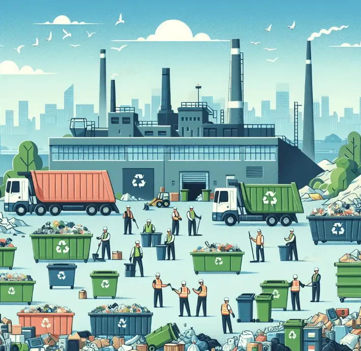 an image of a busy waste management facility needing to maximise the use of space