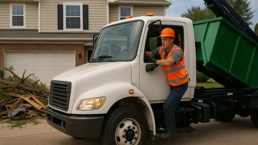 a driver promptly drops off a one day dumpster rental