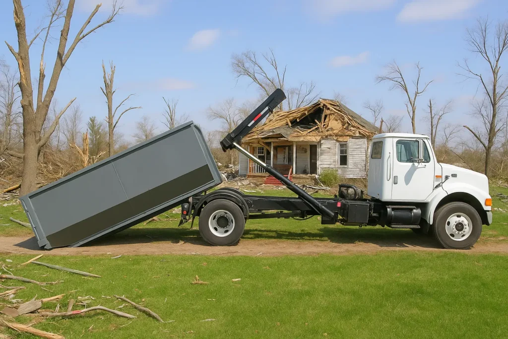 rapid delivery by truck of Emergency Dumpster Rentals After Storm Damage