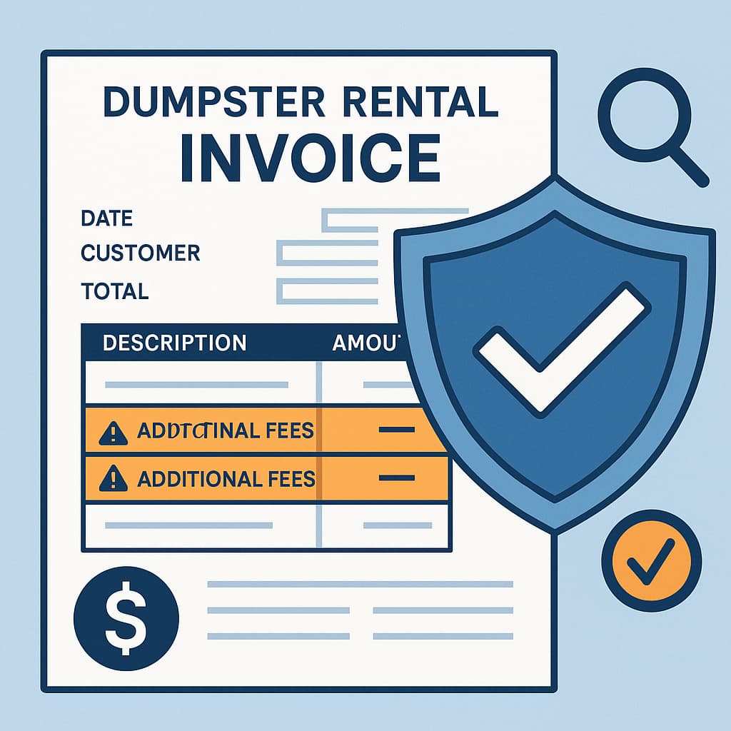 Hidden fees when renting a dumpster protection guide illustration