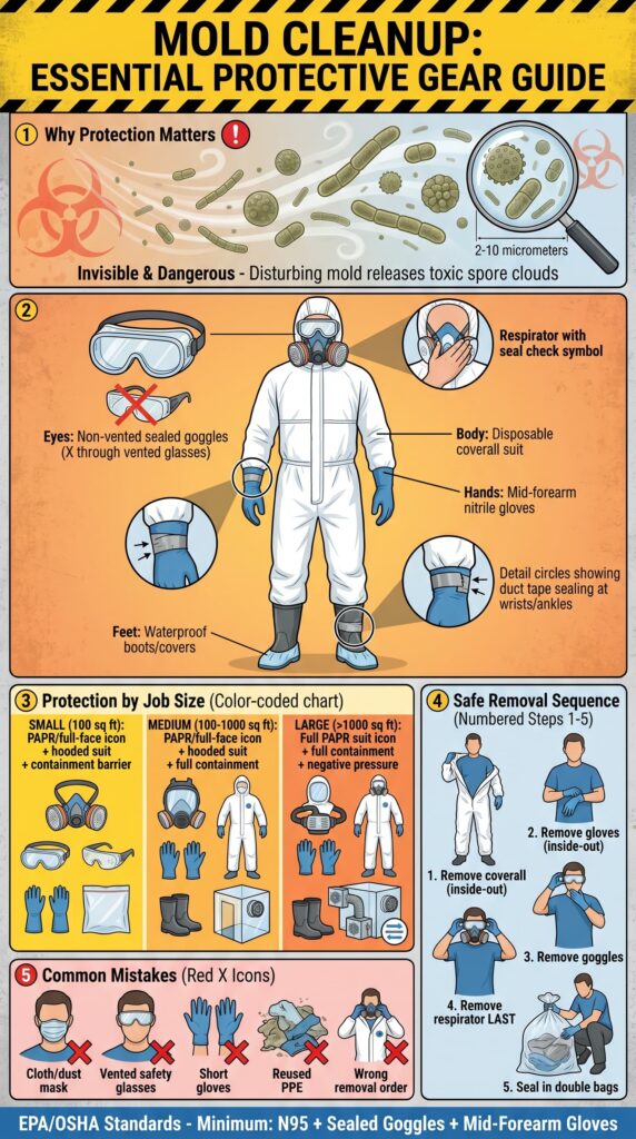 essential mold removal PPE infographic