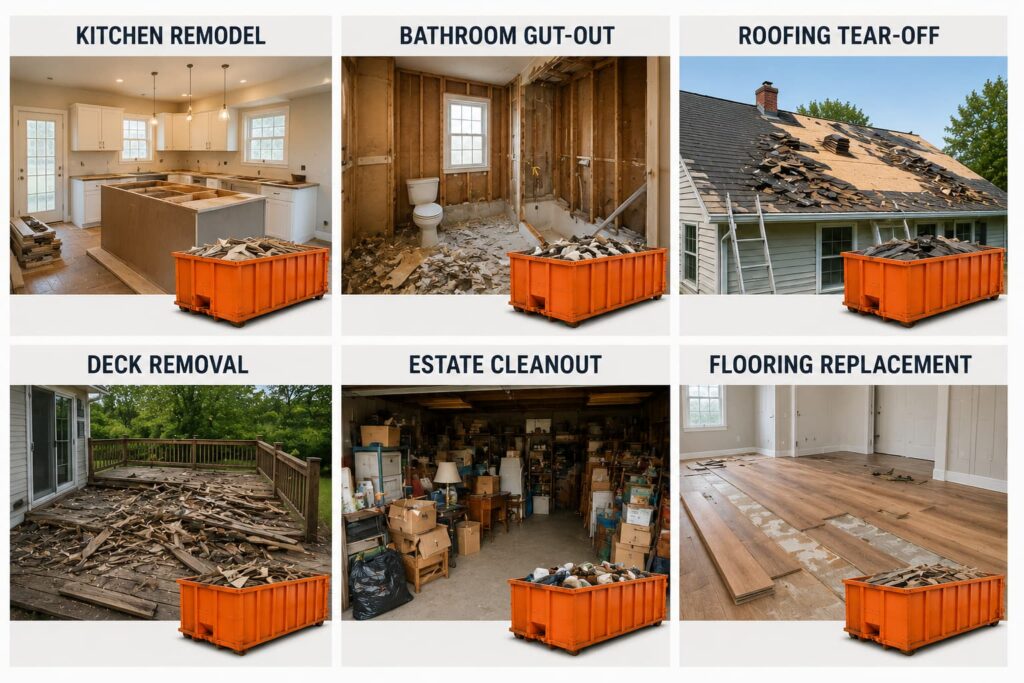 six home projects that require a residential dumpster rental, Dunlap IL Peoria County