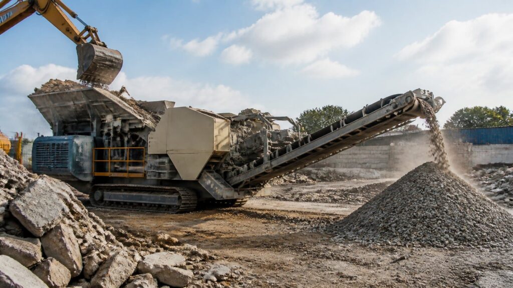 how do you recycle concrete slabs and what are the benefits shown at a concrete crushing recycling facility