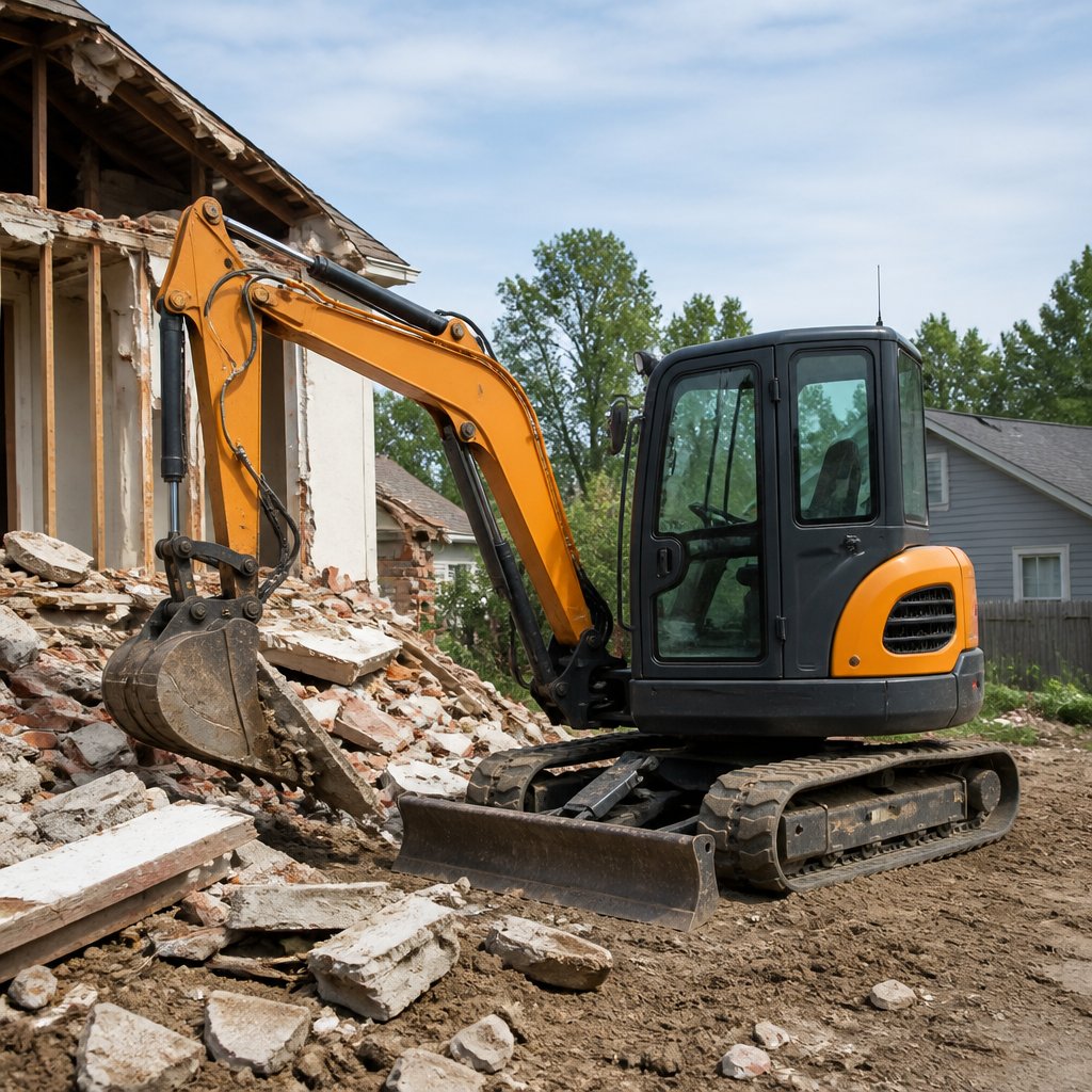 Debris cleared continuously on a well-managed demolition site