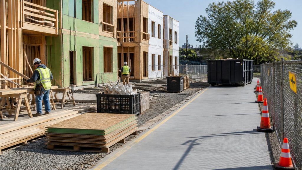 Efficient jobsite setup and waste flow planning at a Peoria construction site