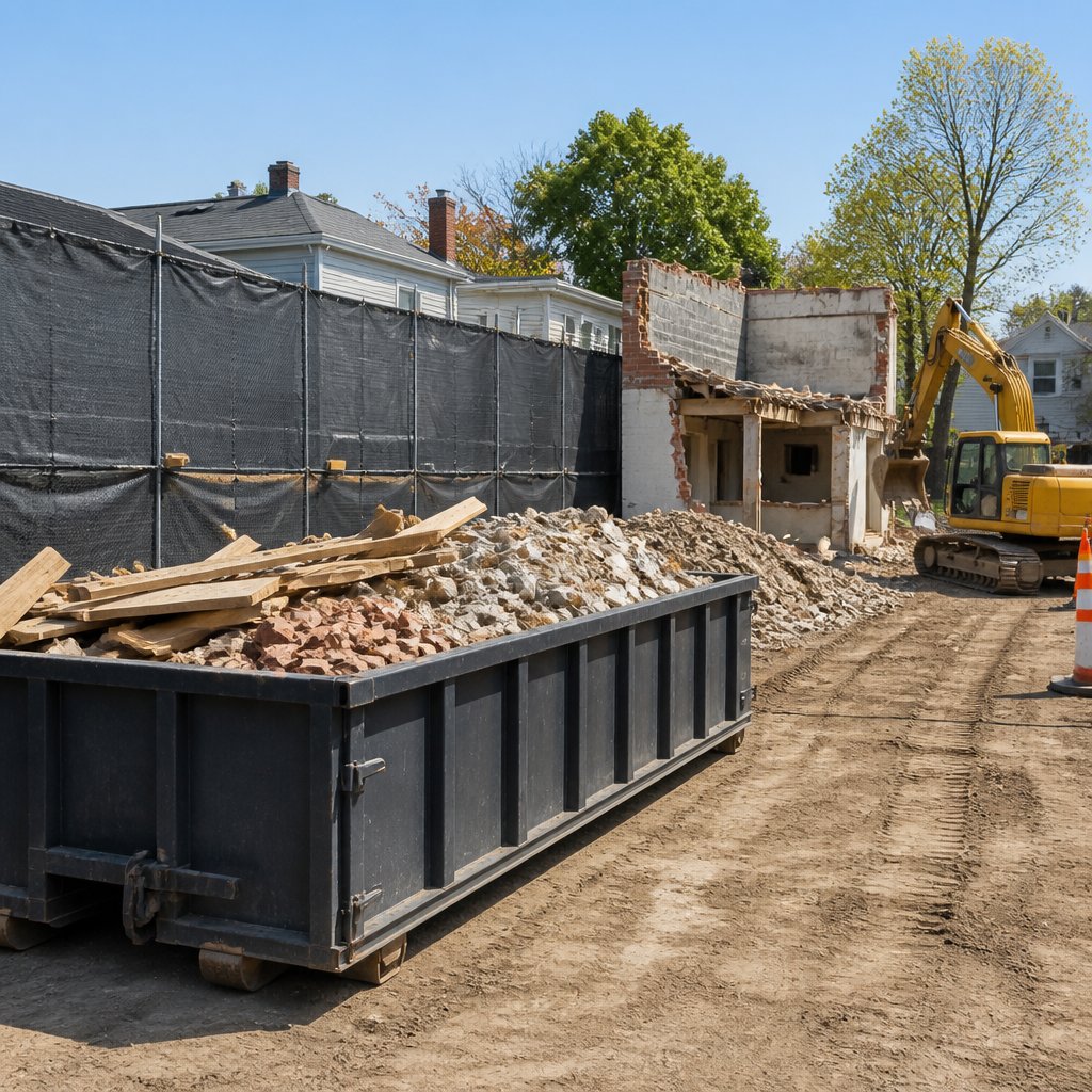Debris cleared continuously on a well-managed demolition site