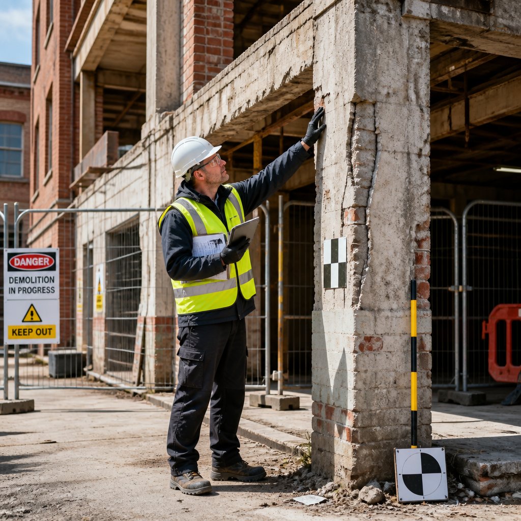 Engineering survey inspection before demolition begins