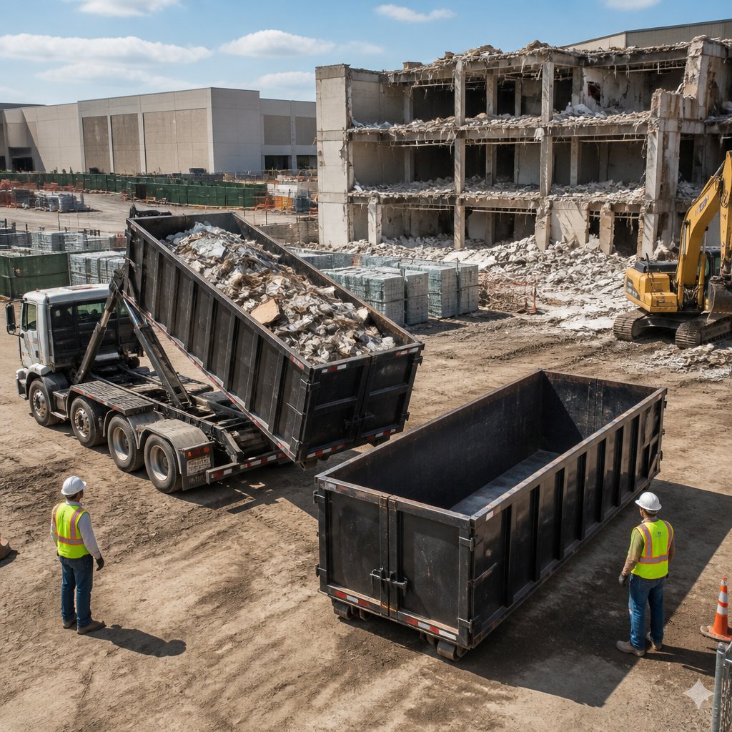 Worker carefully salvaging a door during a demolition project