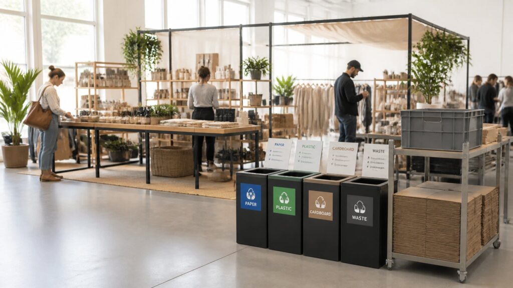 Pop-up retail waste management short-term solutions at a Peoria event space