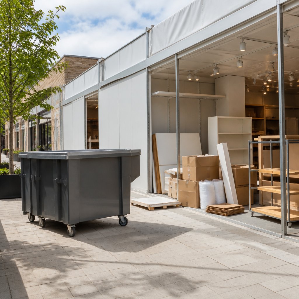 Pop-up retail waste management short-term solutions at a Peoria event space