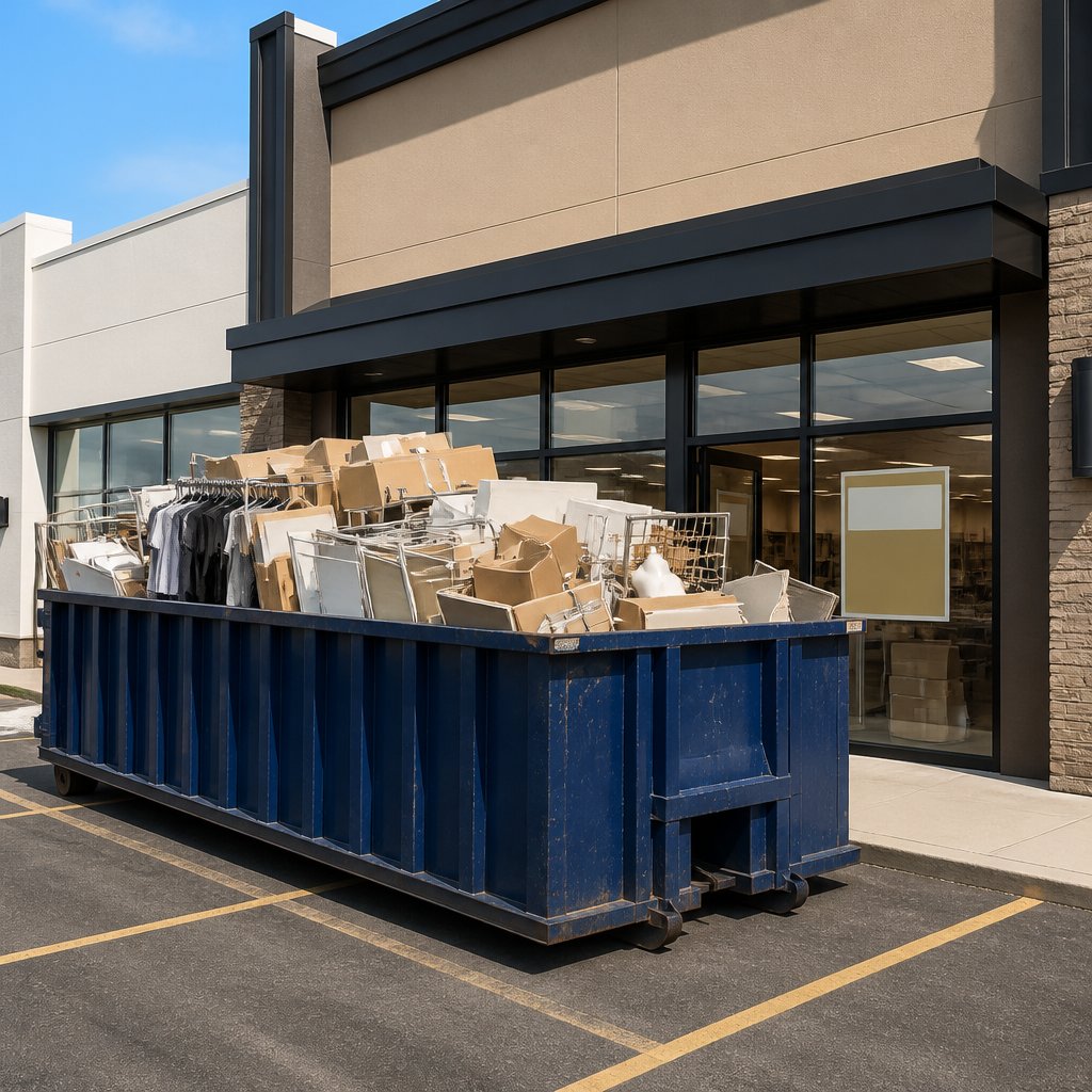 Dumpster sized for a full retail store closure