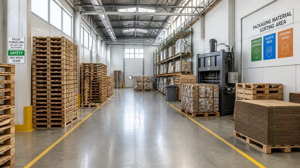 Warehouse cleanup strategies managing pallets and packaging in a Peoria facility