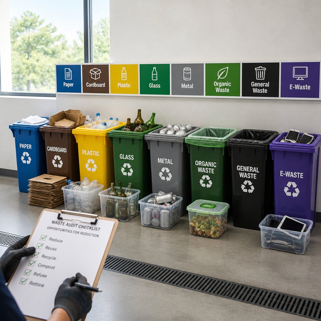 Sorted waste categories from a business waste audit