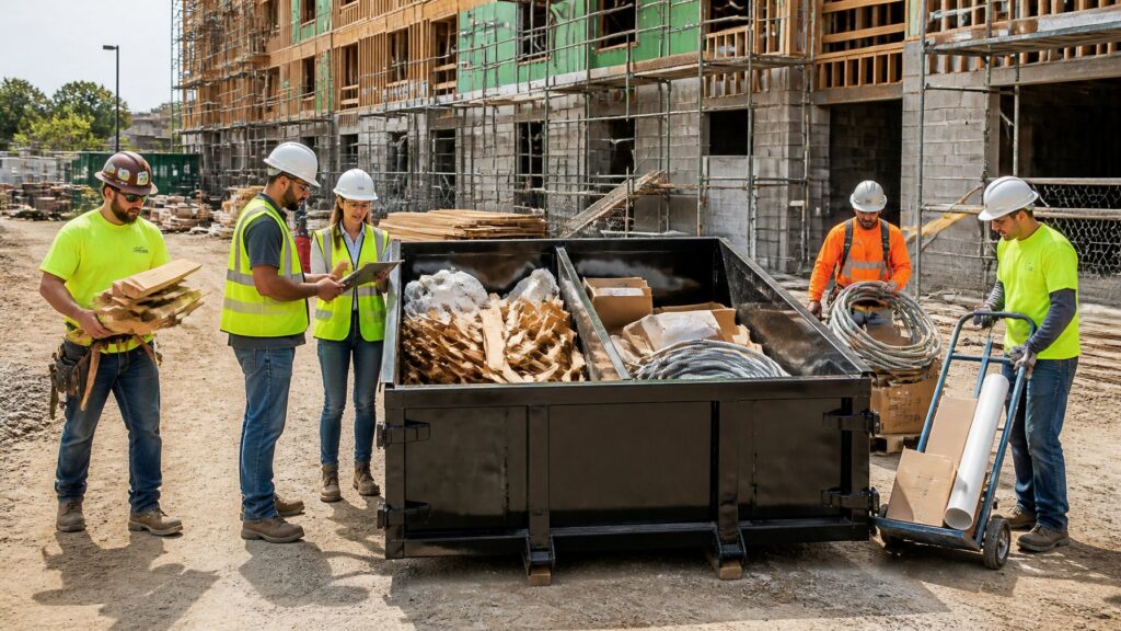 Working with subcontractors coordinating waste management at a Peoria jobsite